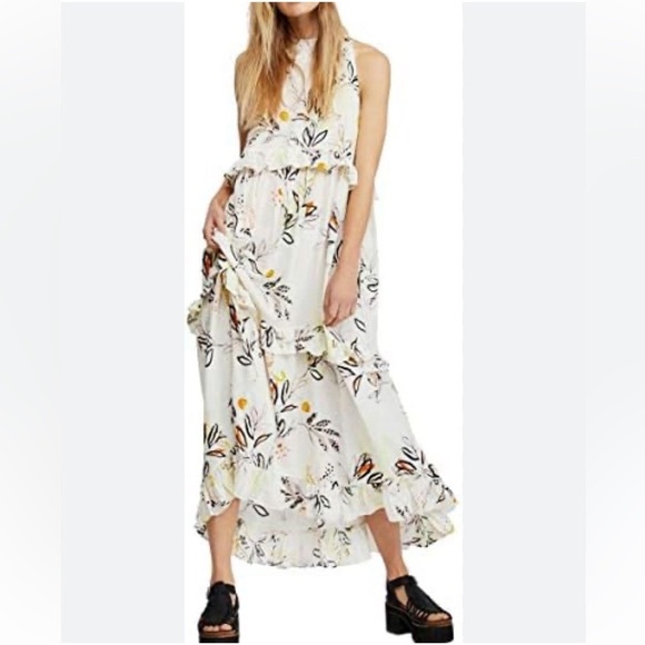 FREE PEOPLE Anita Maxi Dress Endless Summer Tiered Ruffle Watercolor Floral XS - Picture 9 of 14